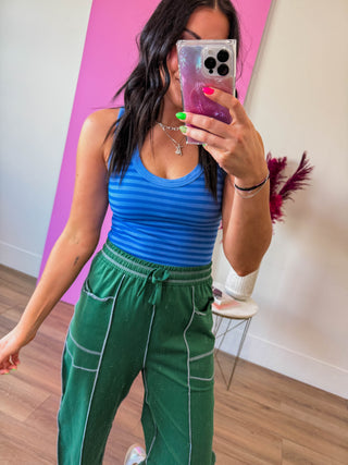 Cool Girl Striped Tank-Marina