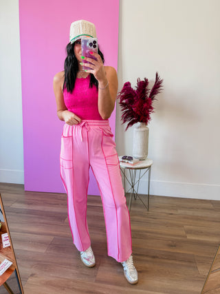 Hallie Barrel Pants-Pink