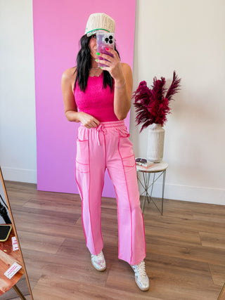 Hallie Barrel Pants-Pink