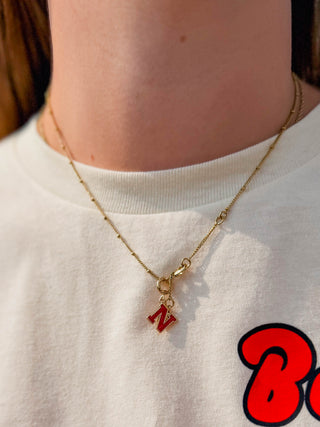 University Of Nebraska Charm Necklace - Nickel & Suede