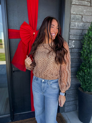 Fiona Polka Dot Top-Tan