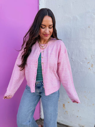 Daydream Striped Cardigan-Punch