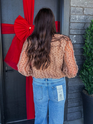 Fiona Polka Dot Top-Tan