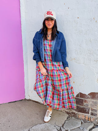 Colorburst Plaid Maxi Dress