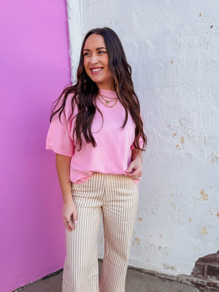 Harper Knit Top-Pink