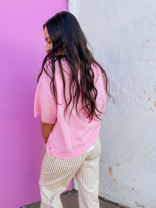 Harper Knit Top-Pink