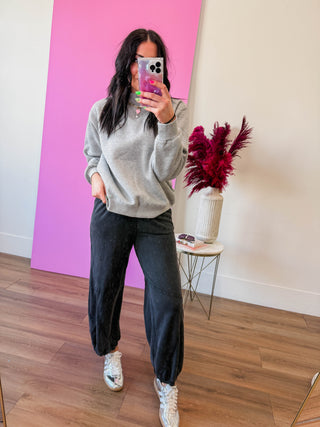 Nelly Mock Neck Sweatshirt-Heather Grey