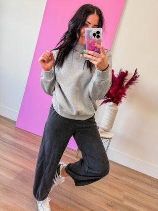 Nelly Mock Neck Sweatshirt-Heather Grey