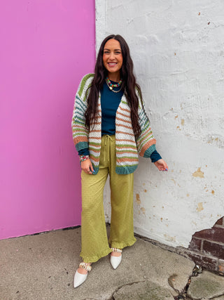 Nora Polka Dot Pants-Chartreuse