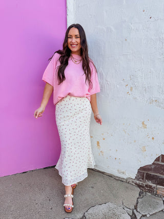 Grace Floral Midi Skirt-Off White