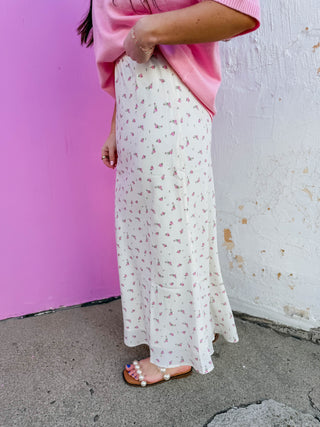 Grace Floral Midi Skirt-Off White