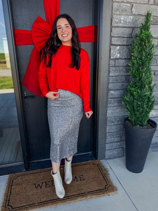 Frosted Elegance Midi Skirt