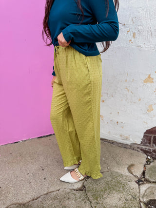 Nora Polka Dot Pants-Chartreuse