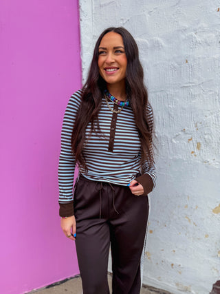 Josephine Striped Henley Top