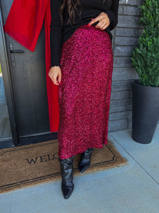 Holiday Glimmer Midi Skirt
