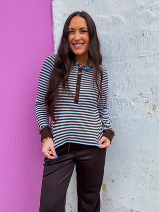 Josephine Striped Henley Top
