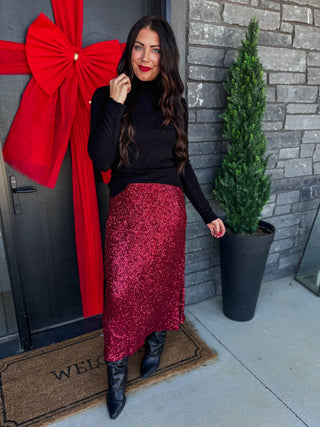 Holiday Glimmer Midi Skirt
