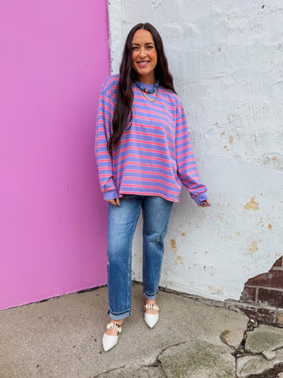 Lennox Striped Long Sleeve-Lavender