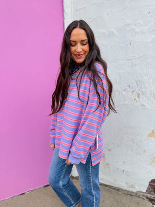 Lennox Striped Long Sleeve-Lavender