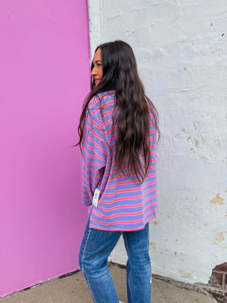 Lennox Striped Long Sleeve-Lavender