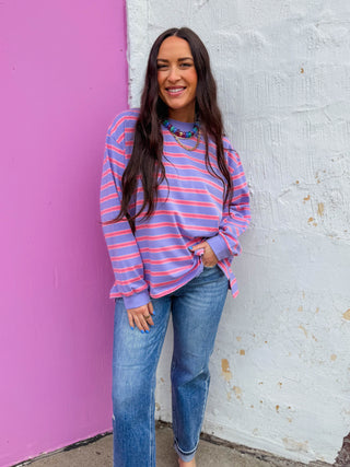 Lennox Striped Long Sleeve-Lavender