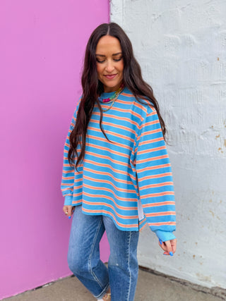 Lennox Striped Long Sleeve-Blue
