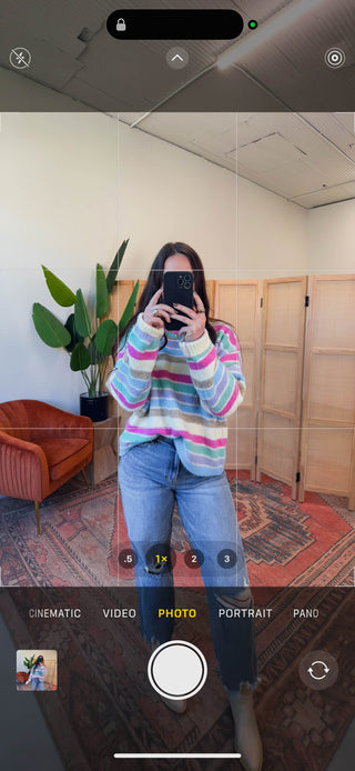 Kollins Striped Sweater-Pink Mix