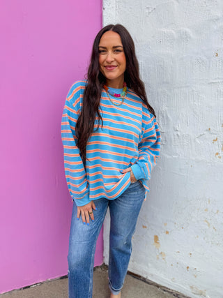 Lennox Striped Long Sleeve-Blue