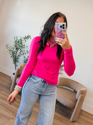 Everyday Essential Long Sleeve-Hot Pink