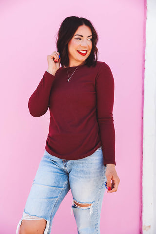 Kimberly Ribbed Top-Wine