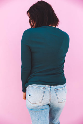 Kimberly Ribbed Top-Teal