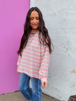 Lennox Striped Long Sleeve-Light Pink