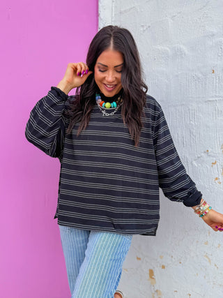 Lennox Striped Long Sleeve-Black