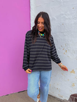 Lennox Striped Long Sleeve-Black