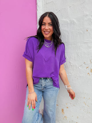 Kyla Corded Top-Purple