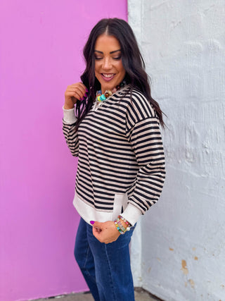 Dawson Striped Pullover-Black