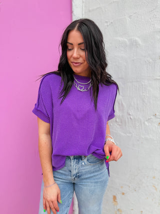 Kyla Corded Top-Purple