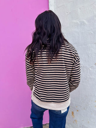 Dawson Striped Pullover-Black