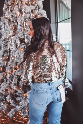 Noelle Sequin Top-Gold