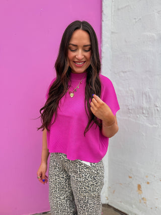 Elladee Knit Top-Bright Mauve