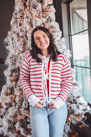 Adalyn Crochet Cardigan-Red