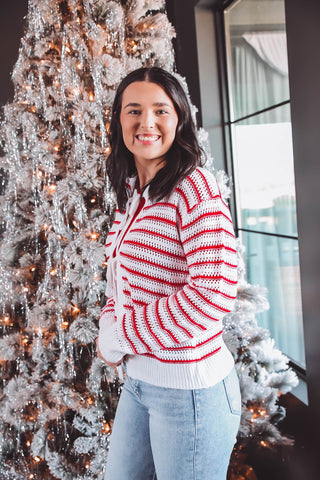 Adalyn Crochet Cardigan-Red