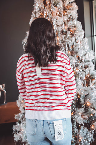 Adalyn Crochet Cardigan-Red