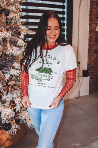 Griswold's Tree Farm Ringer Tee-Red