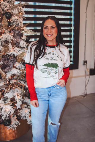 Griswold's Tree Farm Ringer Tee-Black