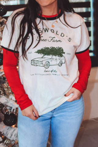 Griswold's Tree Farm Ringer Tee-Black