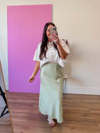 Grace Floral Midi Skirt-Sage
