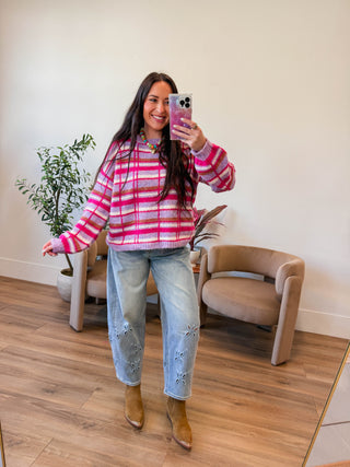 Maeve Floral Embroidered Barrel Jeans