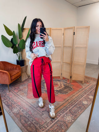 Cool Girl Barrel Pants-Red/Black