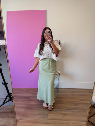 Grace Floral Midi Skirt-Sage